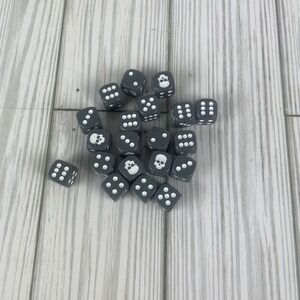 Warhammer 40k Dice Set - 20 x Gray Dice with Skulls for the number 1